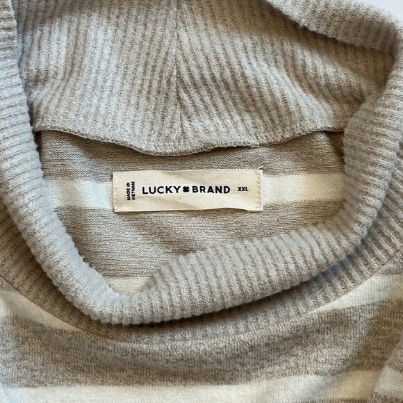 Lucky Brand Pullover Cloud Mock Neck Sweater Top Stripes Soft Casual Size XXL - Picture 10 of 14